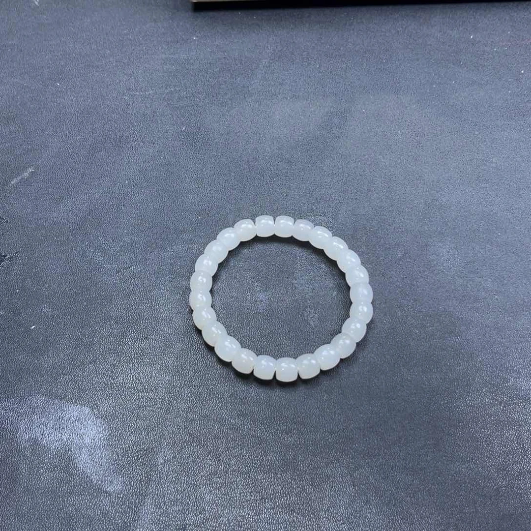 和田玉手链未镶嵌多样性野牛沟羊脂玉直切珠卡8货头