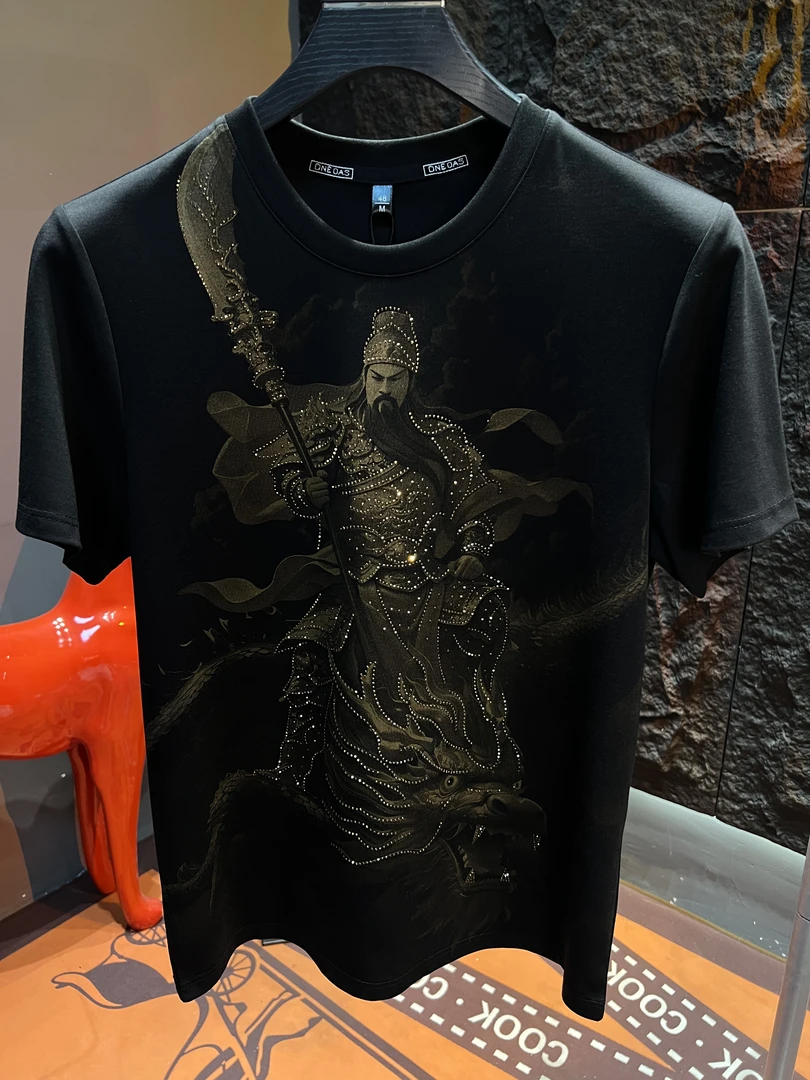 2025关羽男士男款轻奢时尚夏季半袖夏圆领修身