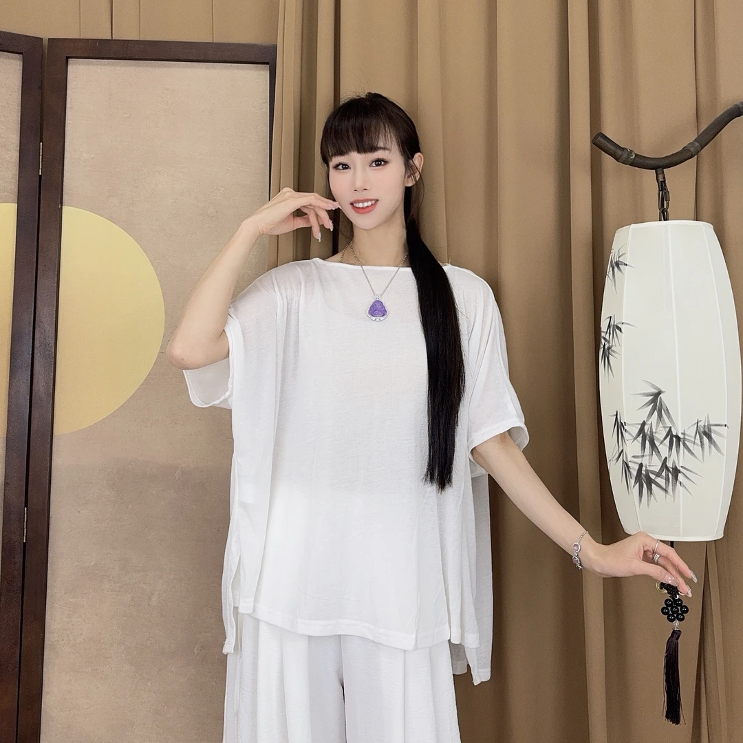 MuMu夏季天丝棉蝙蝠袖罩衫现代舞服瑜伽服古典舞服