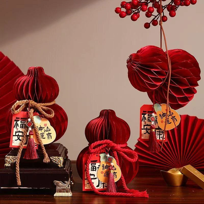 过年装饰品折叠纸葫芦新年立体挂件过年家用店铺春节红色装饰摆件