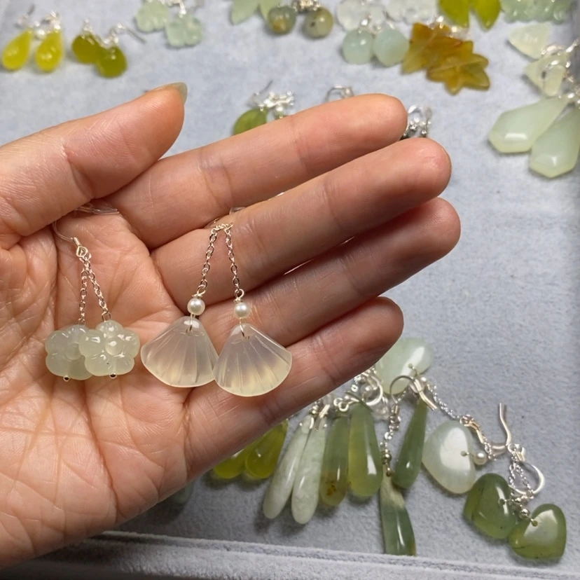【闪购商品】蛇纹石玉未镶嵌挂件耳饰耳环项链在**方