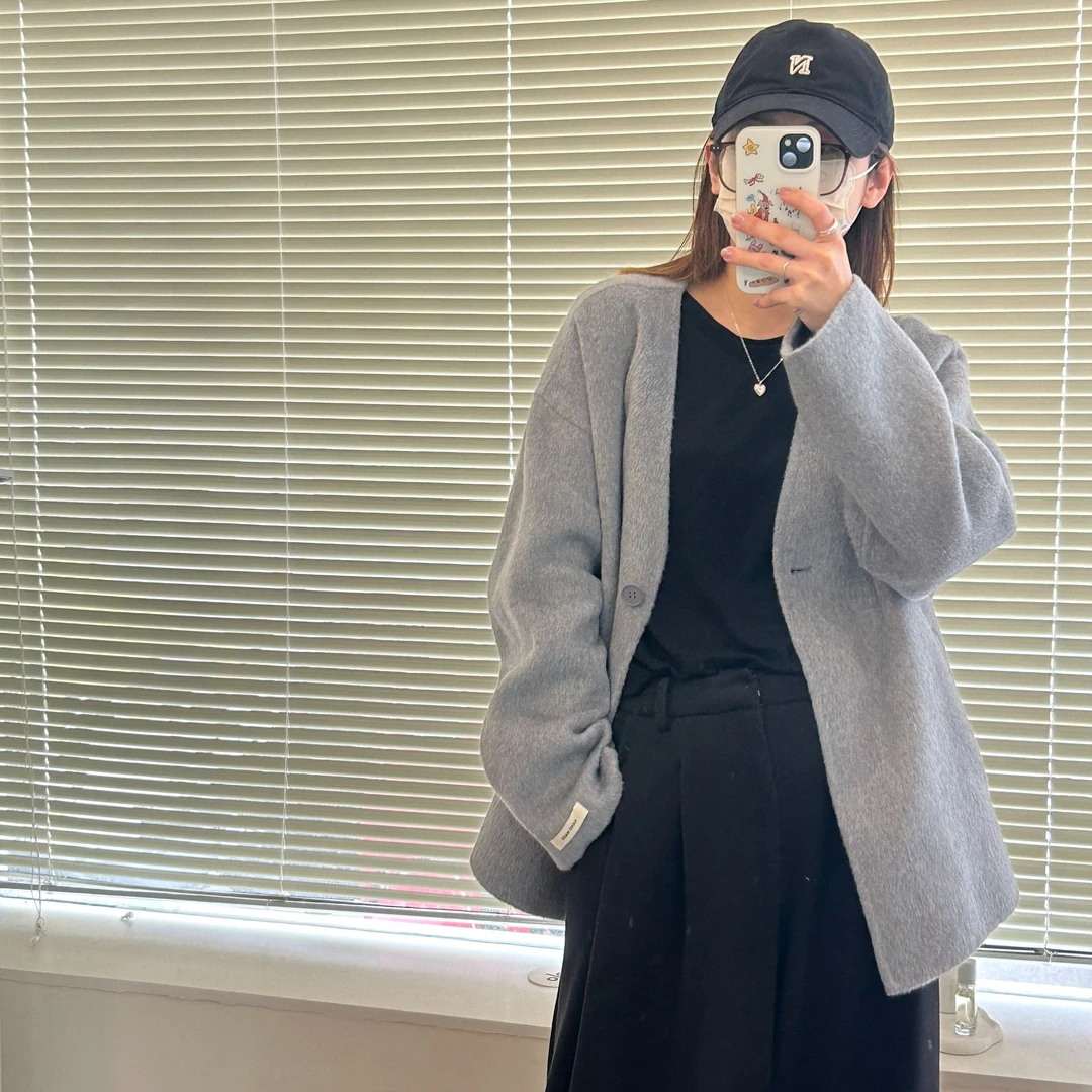 韩系宽松双面羊绒大衣集合2