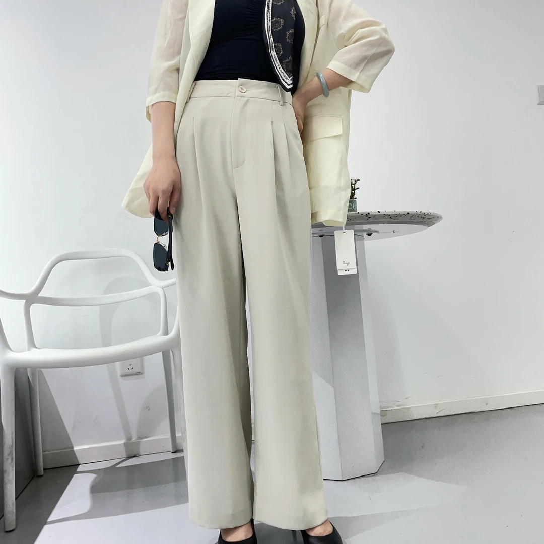 高斯雪岚【夏季新品】夏季显瘦裤子气质中长款高腰休闲裤24211044