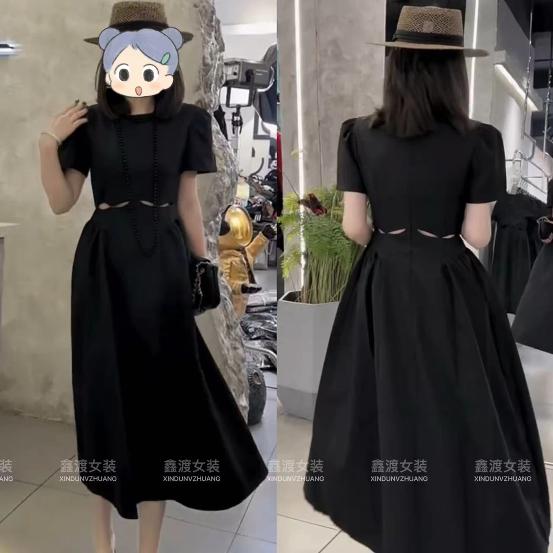 2025夏季新款时尚显瘦气质女士网红洋气连衣裙百搭款D9504