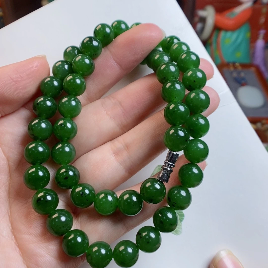 和田玉手链未镶嵌7号矿碧玉红皮老料