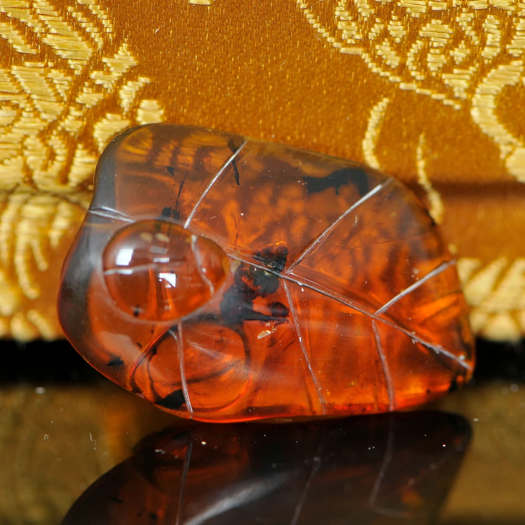 琥珀叶子小坠 P488