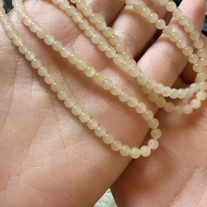 和田玉未镶嵌手链浅金糖卡4mm多圈