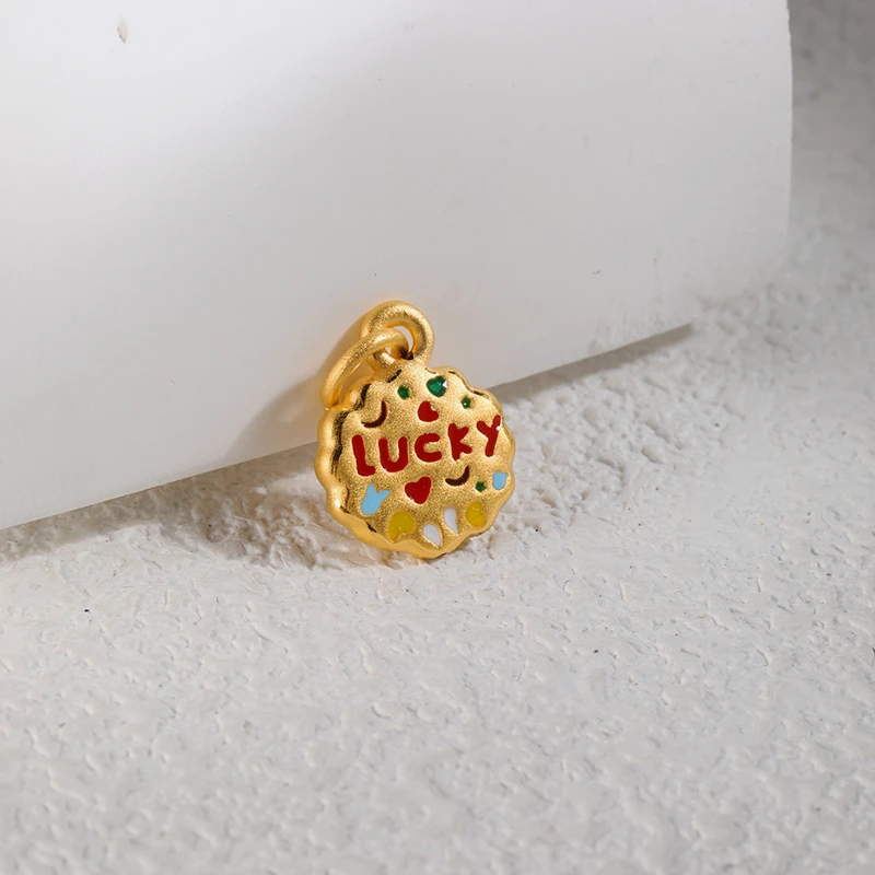 足金999LUCKY饼干小滴溜烤漆3D硬金