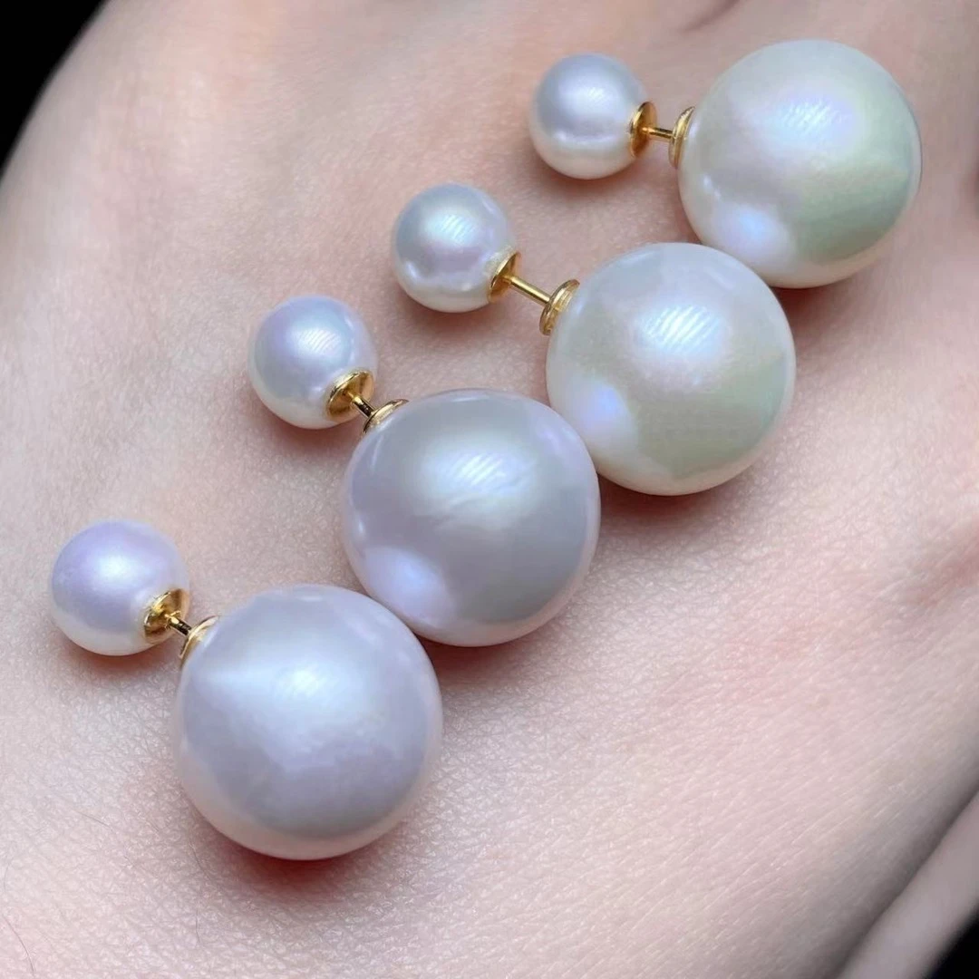 【小宝珠宝】19 T58508-S925银镶嵌珍珠耳钉-多样性发一件-12mm