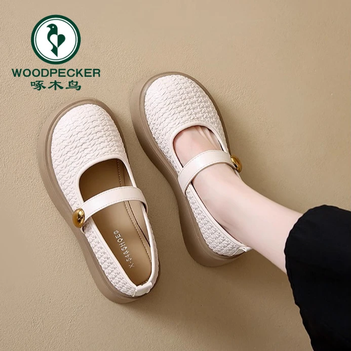 啄木鸟法式厚底玛丽珍单鞋女夏秋季2025新款增高配裙子乐福小皮鞋