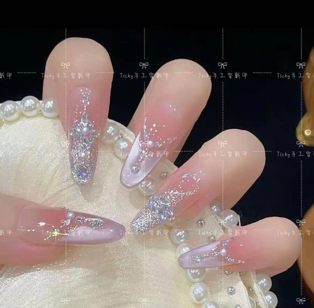 【天鹅梦境】轻奢纯手工纯欲冰透高级猫眼穿戴甲美甲贴