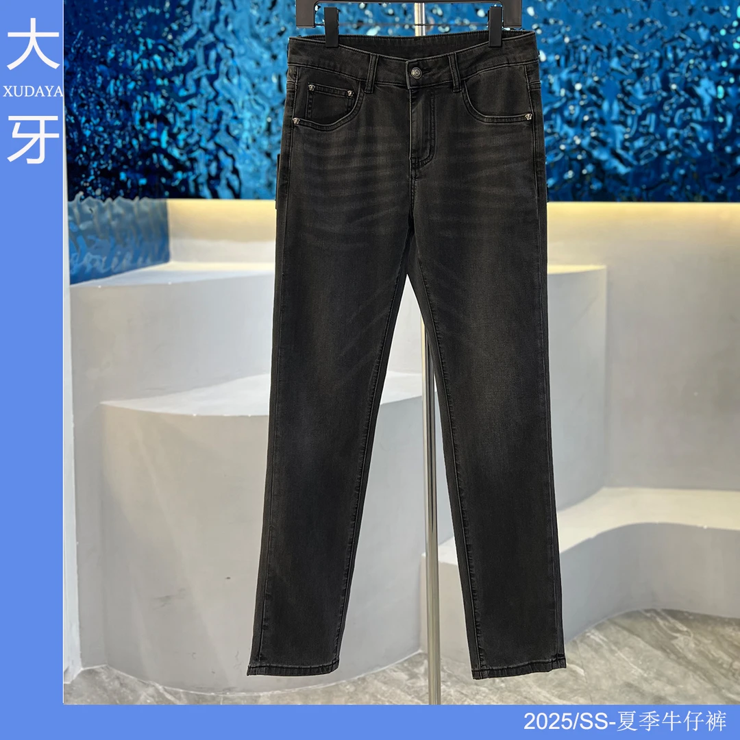 【大牙】202#薄款烟灰色牛仔裤男2025薄款男时尚弹力修身小直筒
