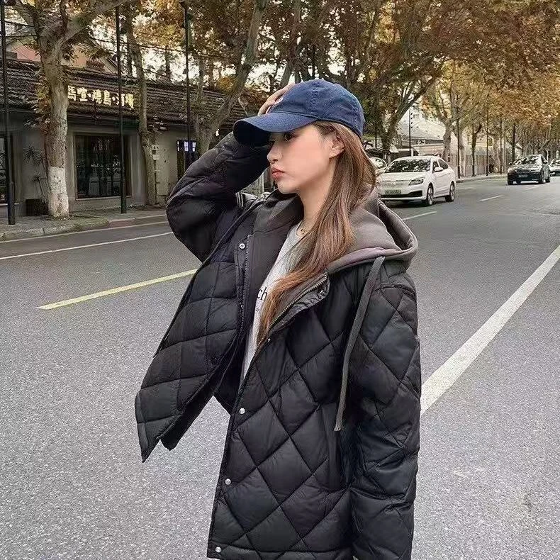 胖胖家*608新款假两件连帽百搭显瘦棉服