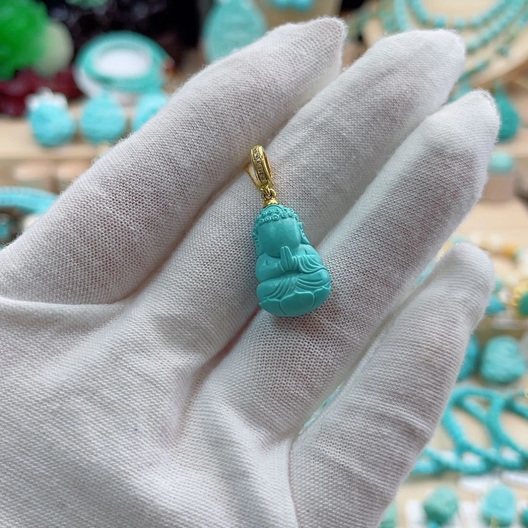 绿松石18K金镶嵌珠宝奇石