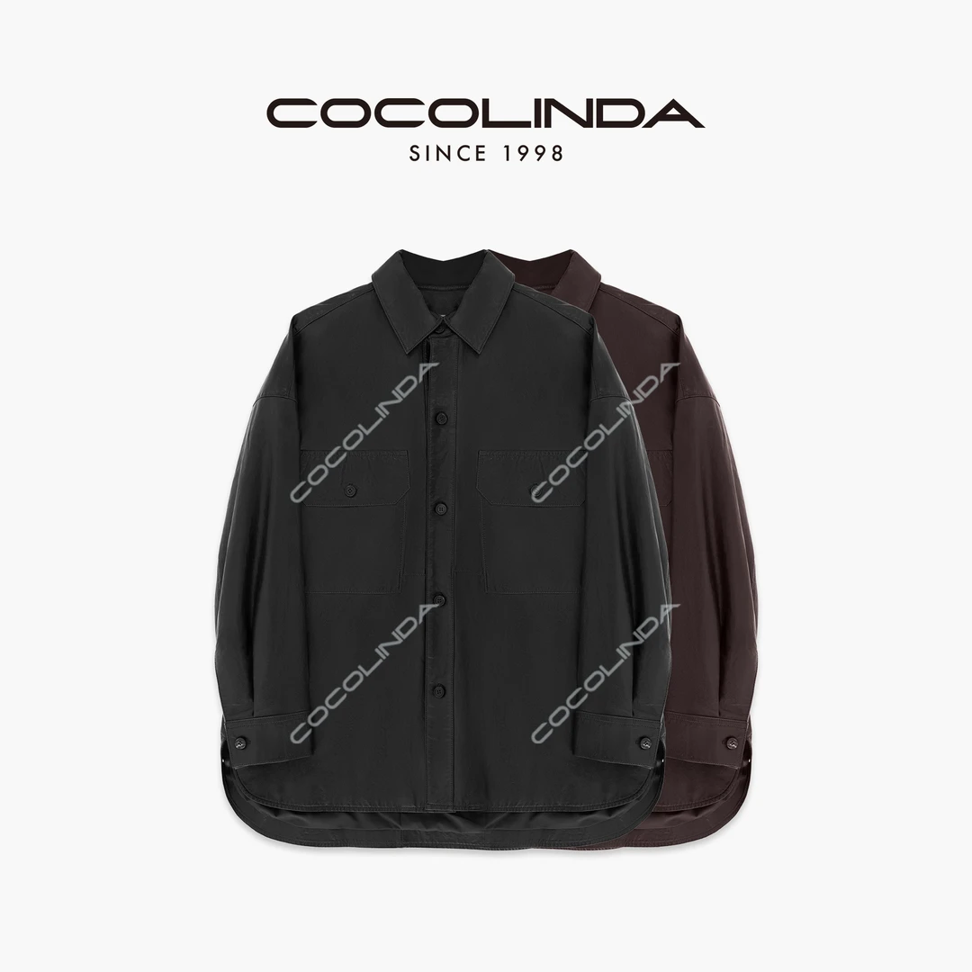 COCOLINDA| 100羊皮 ‘男友风’【油蜡皮衣】廓形工装衬衫领 Y2091