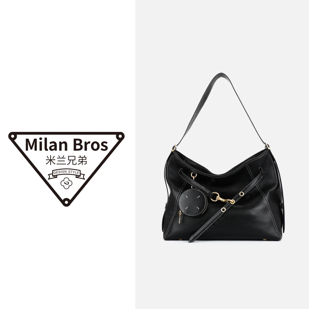 【米兰兄弟】时尚女士头层牛皮腋下包