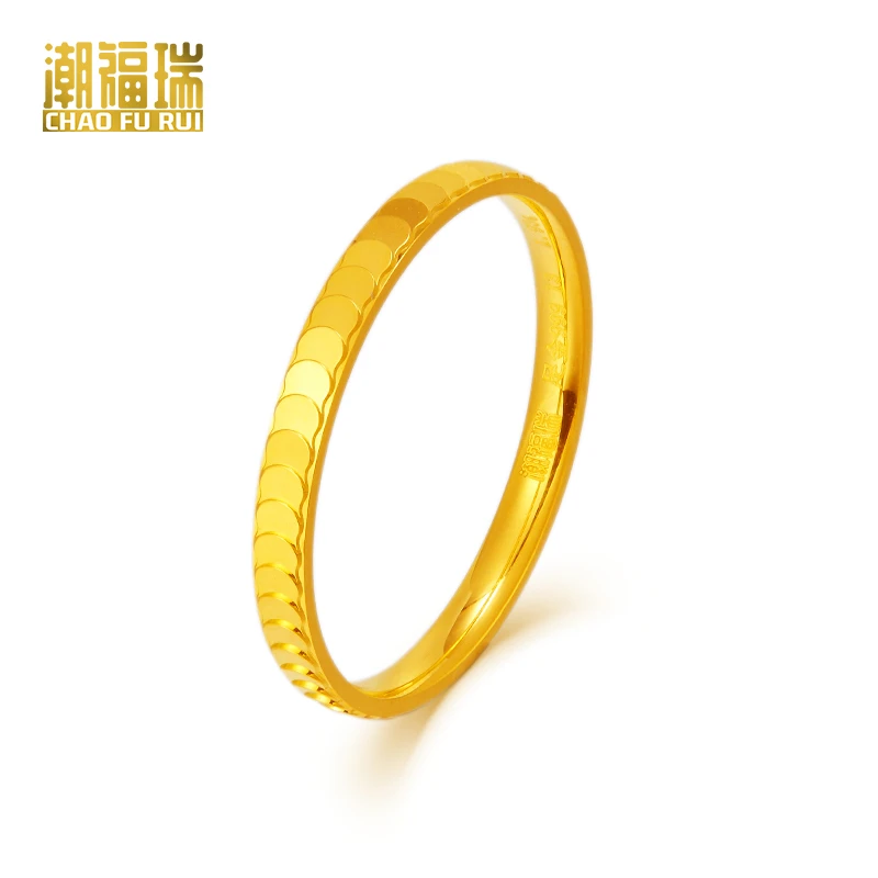 鱼鳞实心足金黄金戒指时尚精致尾戒送礼物【黄金源头工厂计价】