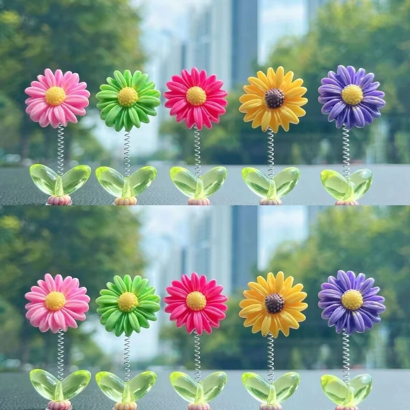 2025彩色太阳花摆件可爱花朵中控台汽车新款摇头装饰车载装饰品