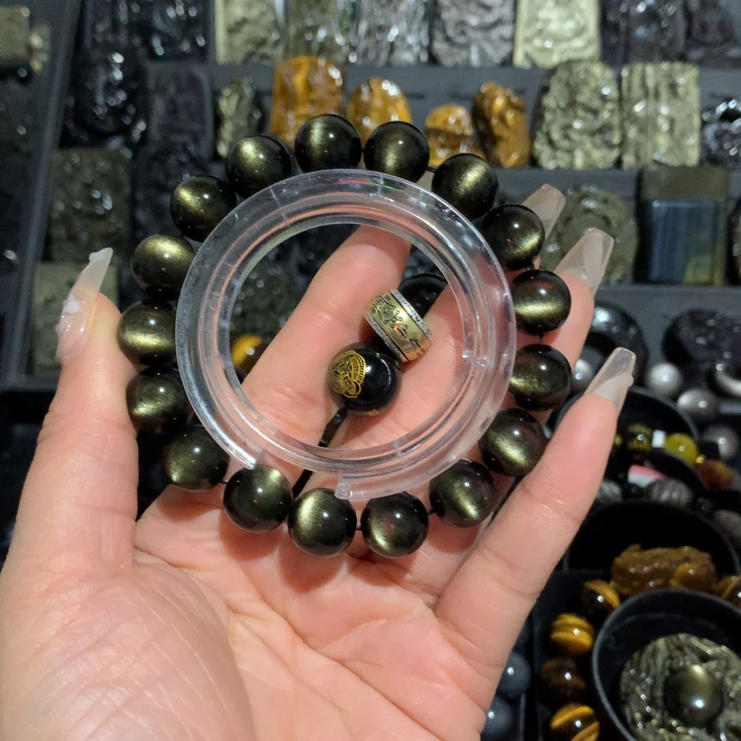 黑曜岩手链未镶嵌平****心