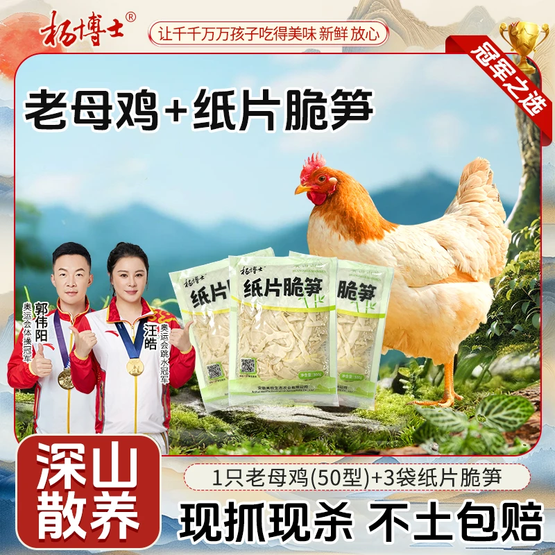 【老母鸡+3包纸片脆笋】杨博士土鸡皖南散养老母鸡 包冰率不含冰