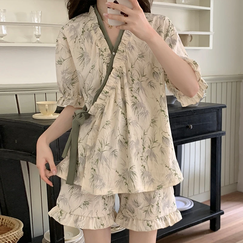 可外穿大码睡衣女款爆款2025新款夏学生宽松短袖套装高颜值家居服