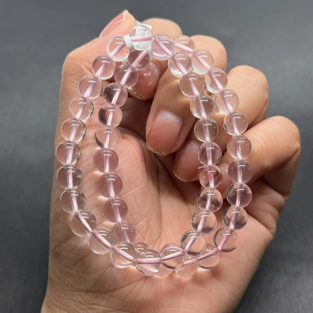 晶匠天然粉水晶手串8m+多样性发一  编号-X30961