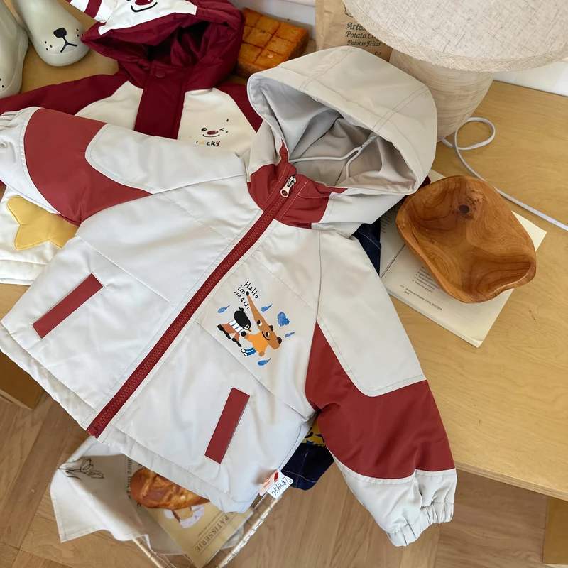 【绘本故事】QW256347橘止皮2025秋冬男童新款冲锋衣连帽棉服外套