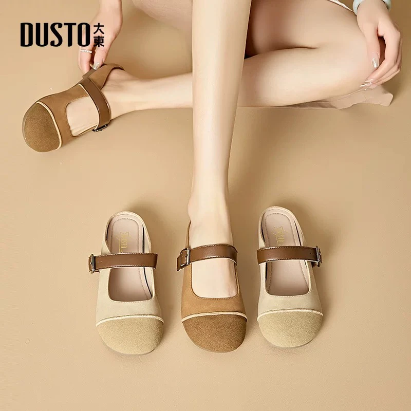 DUSTO/大东勃肯鞋2025夏季新款外穿凉拖女鞋低跟舒适包头鞋子0230