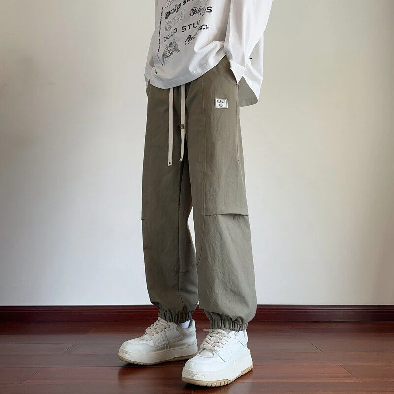 HK24781春秋潮牌工装裤男士束脚抽绳宽松休闲裤伞兵冲锋裤