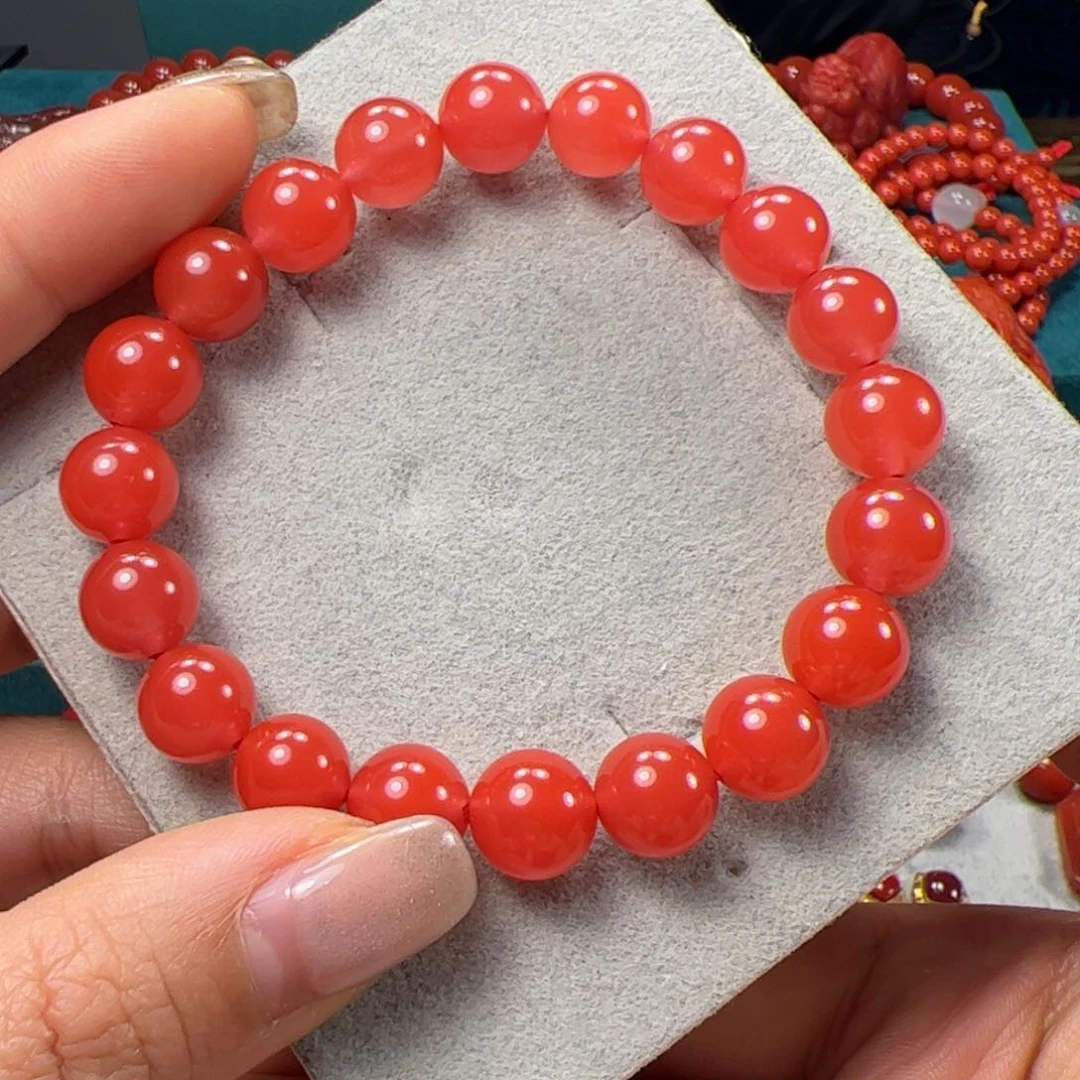南红玛瑙9+辣椒红单圈未镶嵌