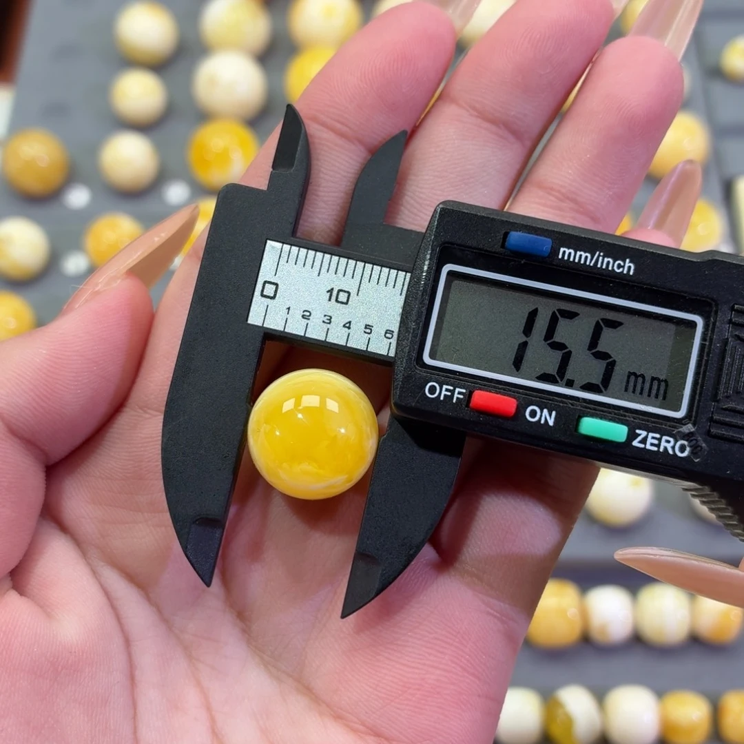 直***白琥珀未镶嵌裸石圆珠