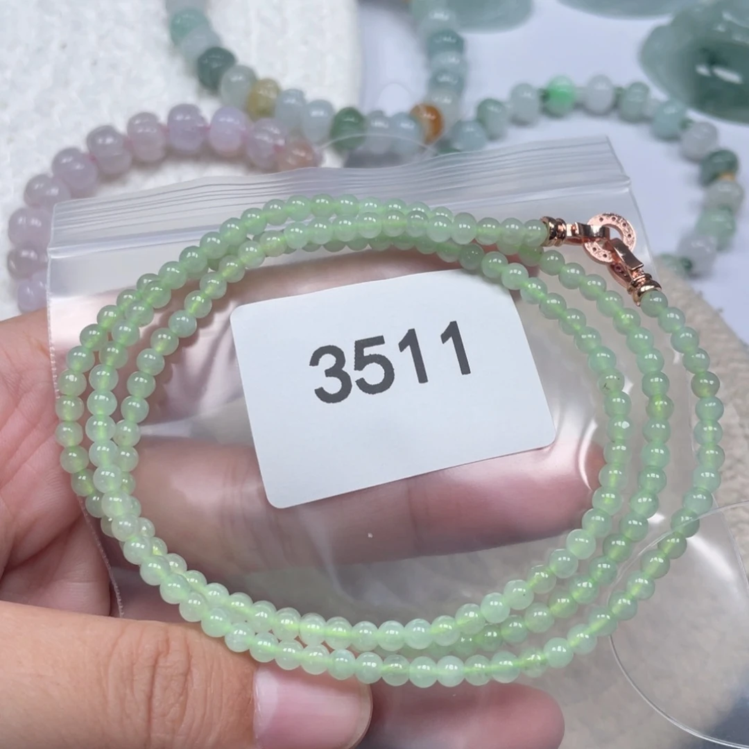 翡翠未镶嵌颈饰天然A货缅甸翡翠3.8mm