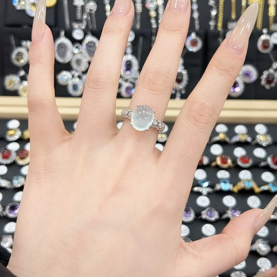 蛇纹石玉戒指合金戒指