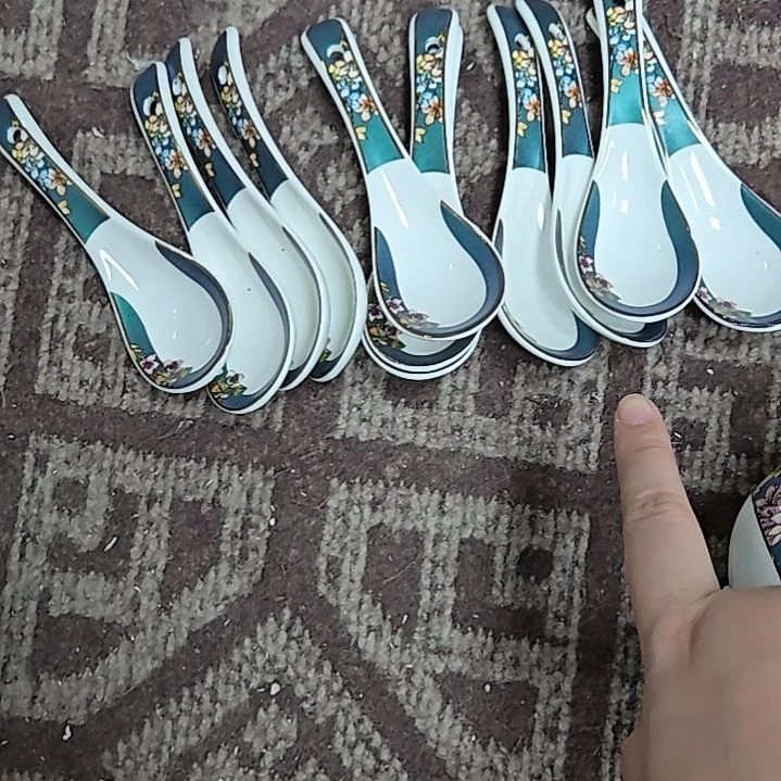 瓷片微瑕绿野lvye小勺10个666666