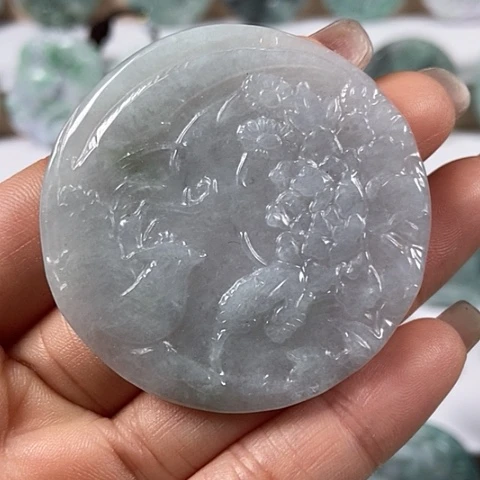 翡翠颈饰未镶嵌凤穿牡丹福利