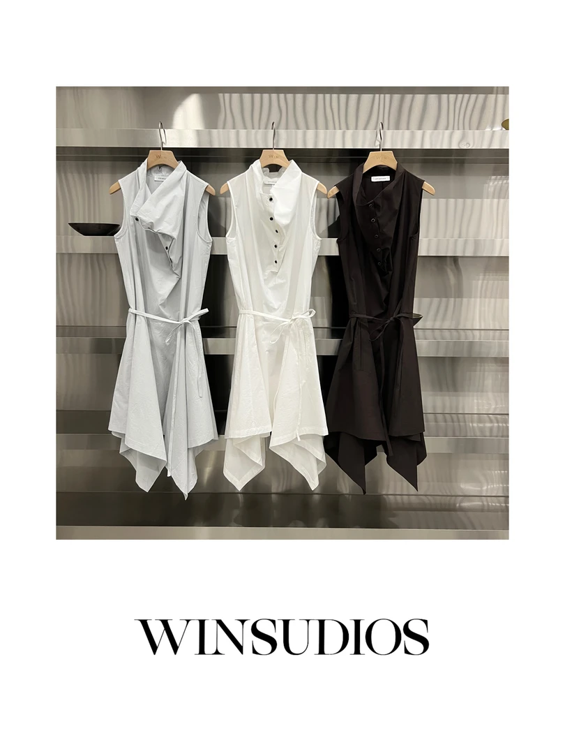 绚烂舞步【WIN小众定制款】荡领绑带不规则无袖连衣裙