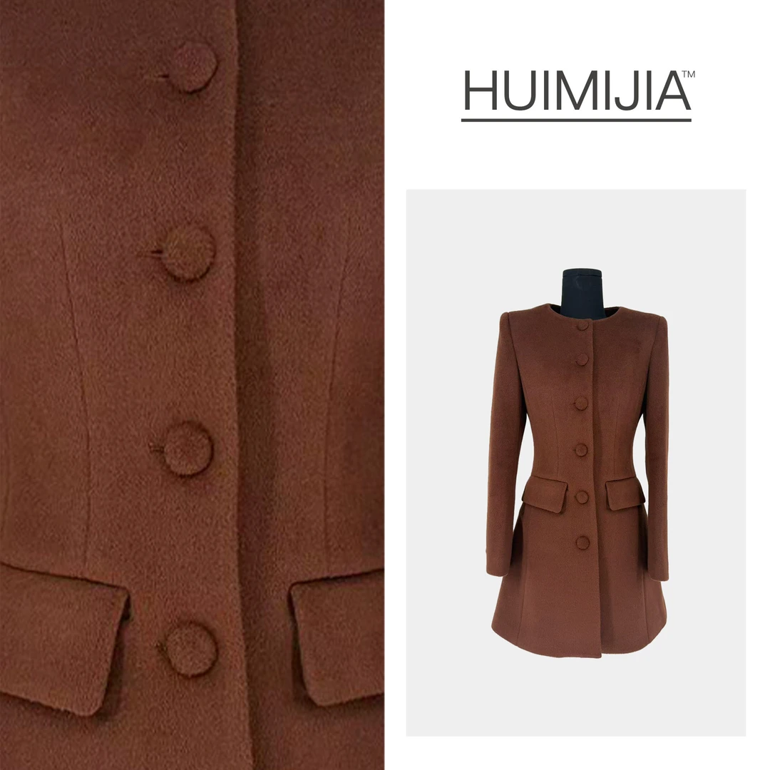 【冬季新款】高奢圆领单排扣短款加棉款毛呢大衣【Q259118】