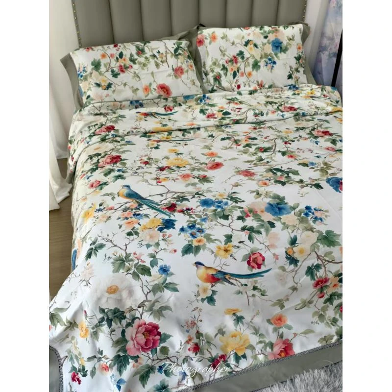 【爆款】数码印花高精密四件套四季款--莺花艳舞