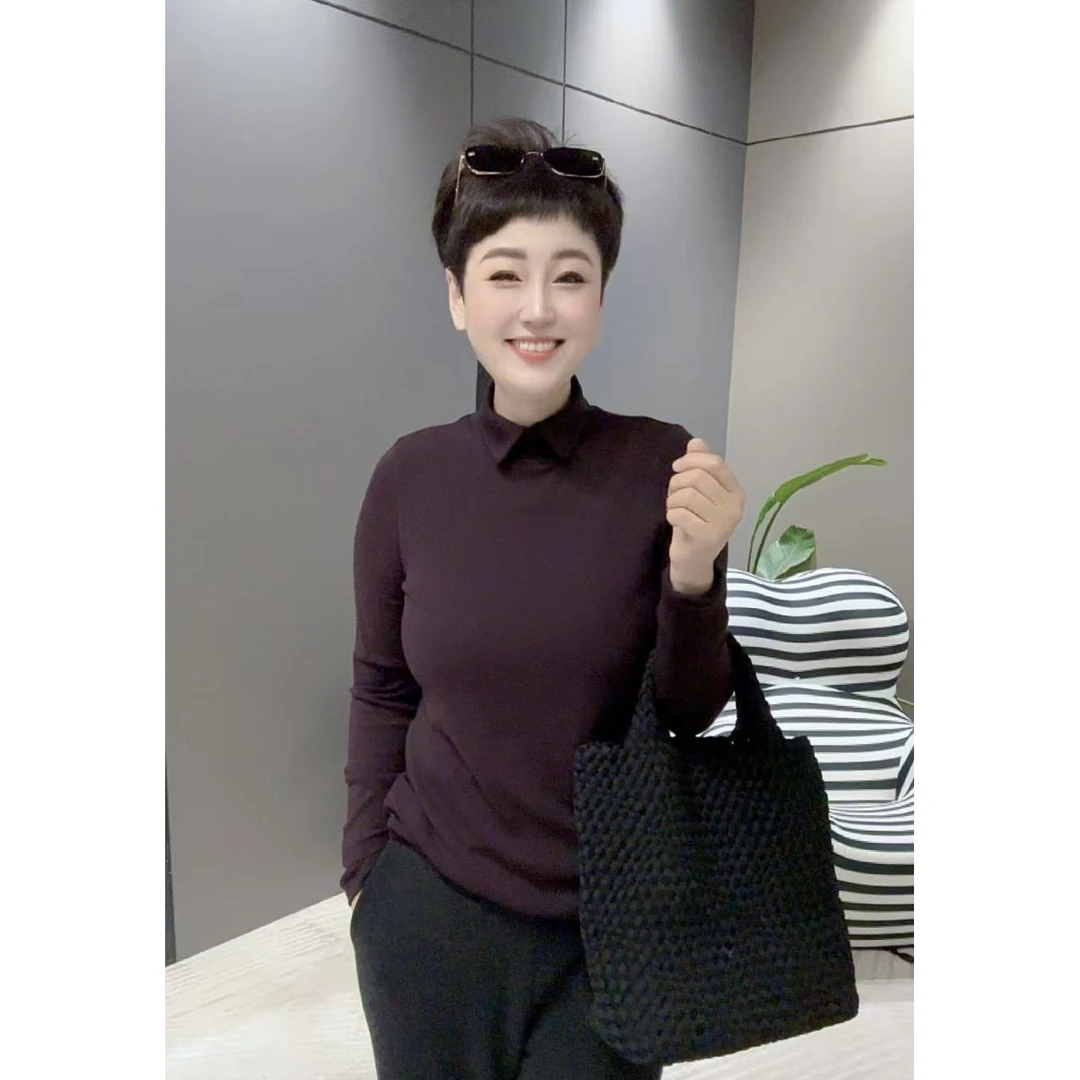 秋冬季新款260g精品色织螺纹棉时尚百搭高领打底T恤【7377】TT