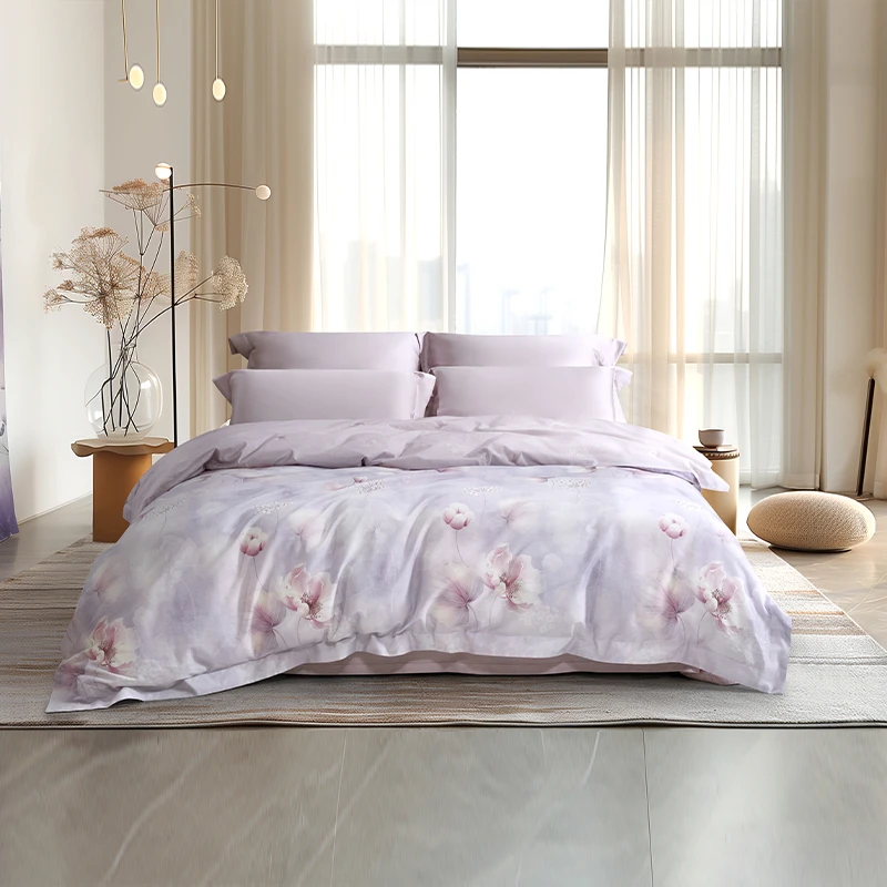 水星家纺 早春新疆阳光全棉青田秋意碎花渐变被套(茶氨酸)