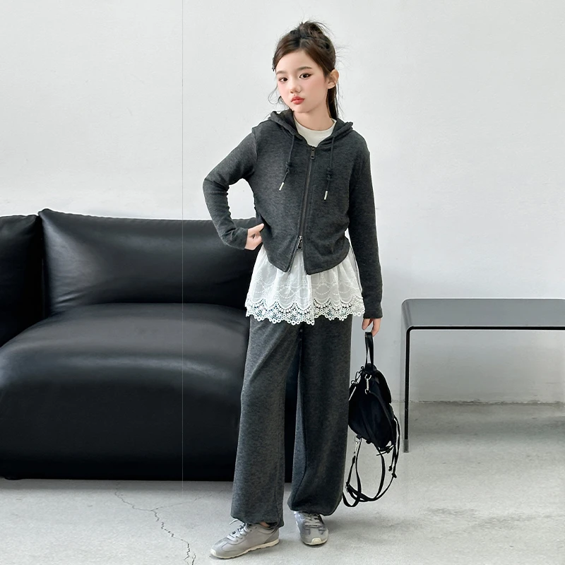 女童洋气时髦套装2025春季新款休闲外套宽松裤子两件套韩系童装潮