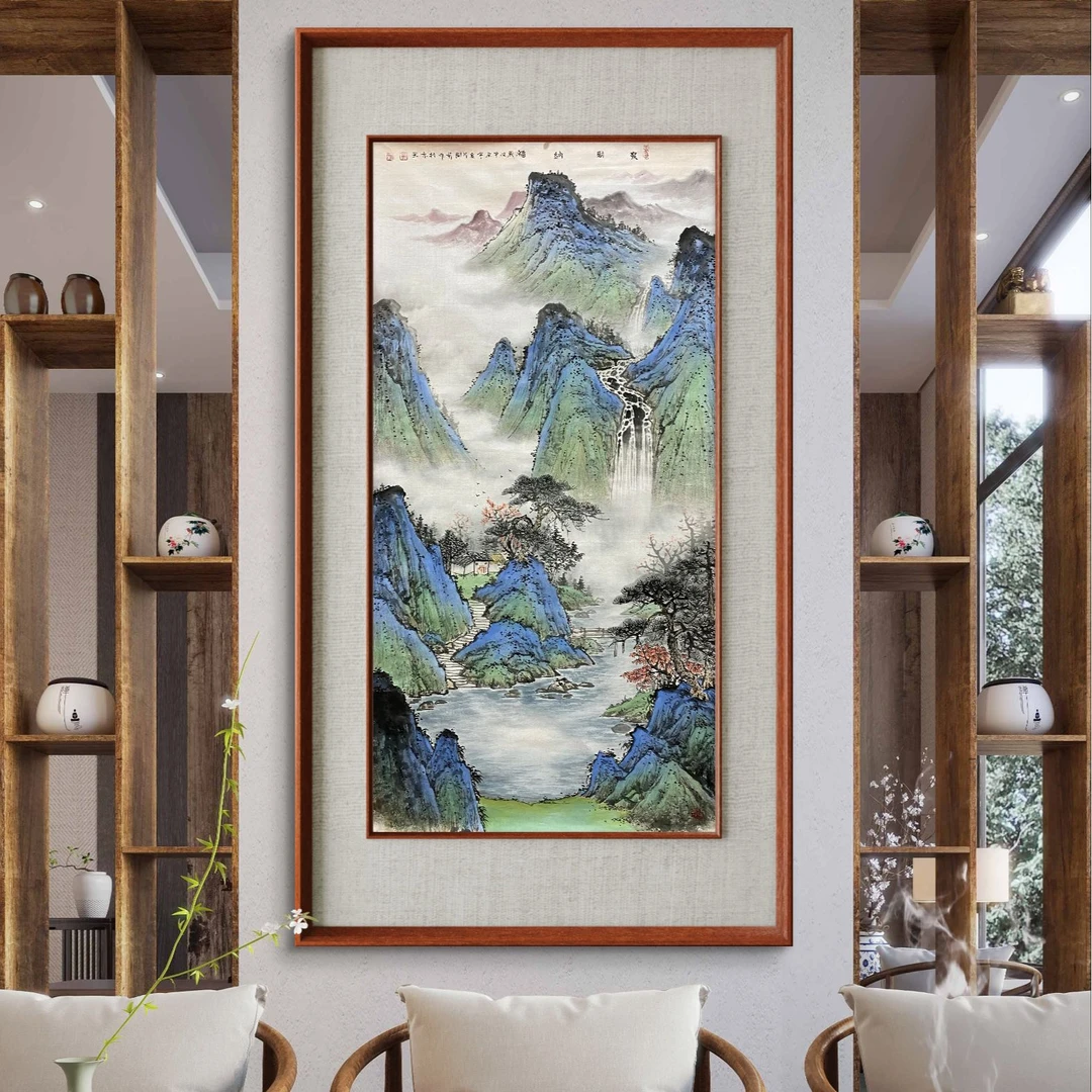 【聚优书画院】黄开前纯手绘四尺仿古山水玄关茶室挂画