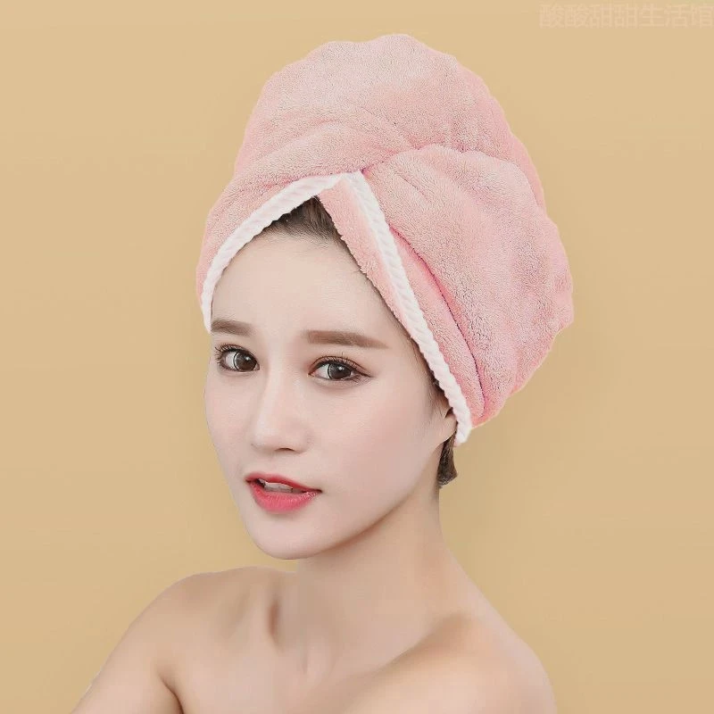 居家日用加厚柔软可爱干发帽吸水成人双层包头巾沐浴干发巾珊瑚绒