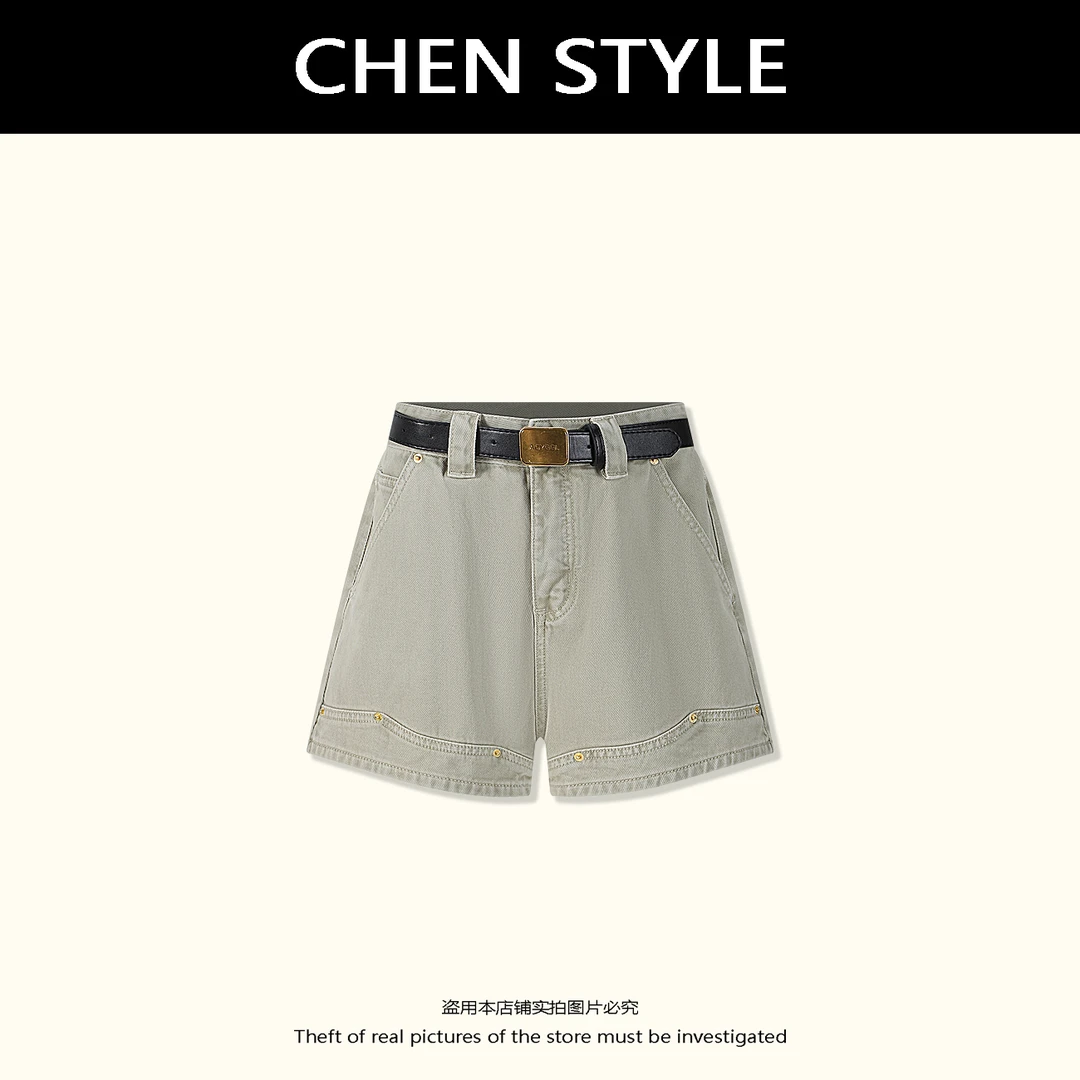 楚楚君【个性风格】夏款直筒百搭时尚显瘦牛仔短裤K50103