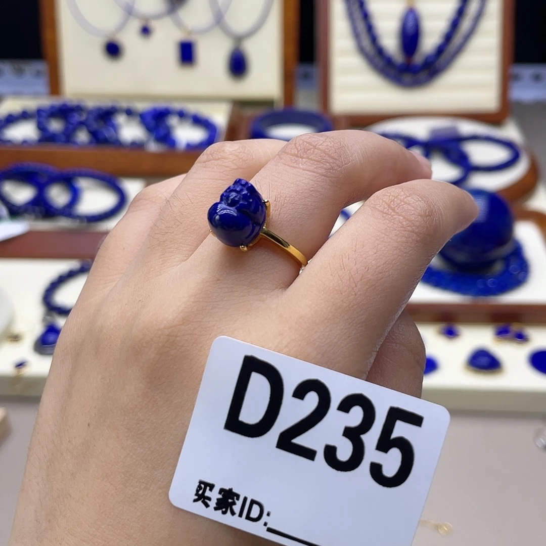 银S925镀金镶嵌青金石戒指