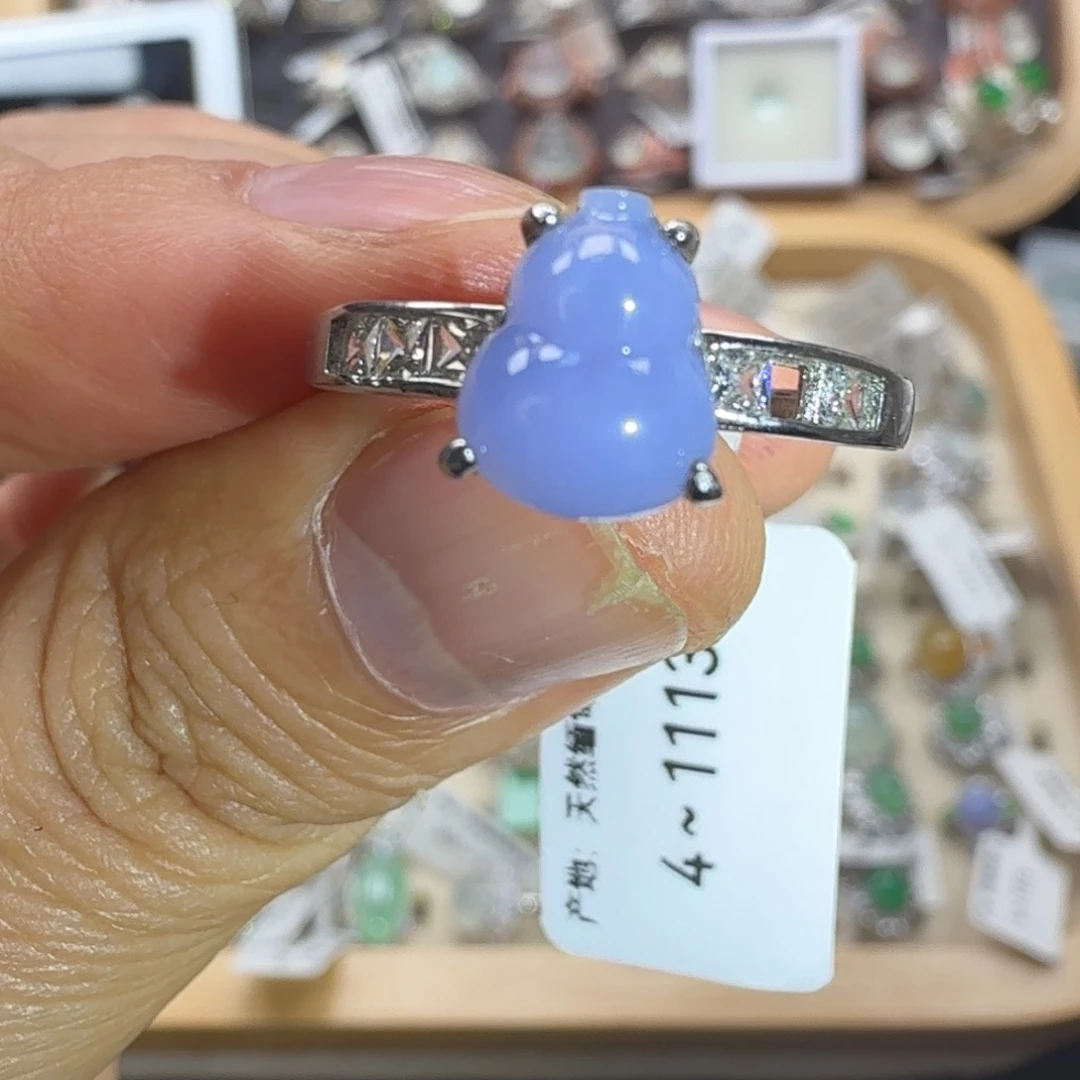 翡翠银S925镶嵌戒指天然缅甸翡翠a货