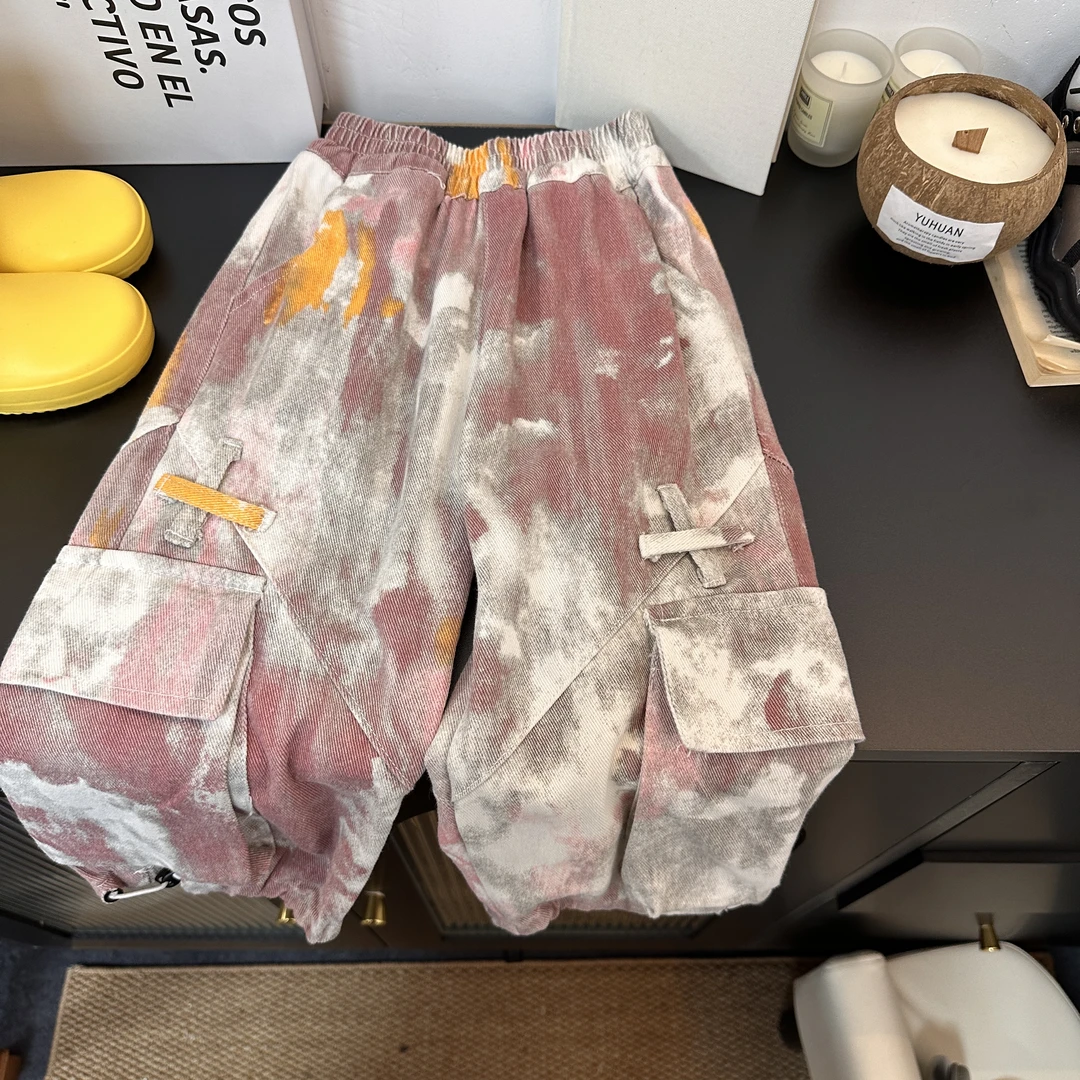 2985炸街时尚洋气流行休闲春款男女童迷彩工装直筒裤