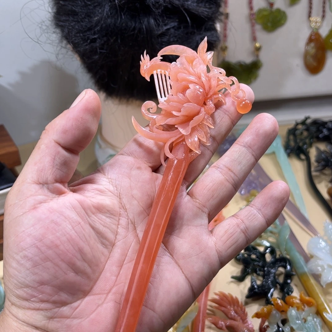 Z***z合金蛇纹石玉发簪