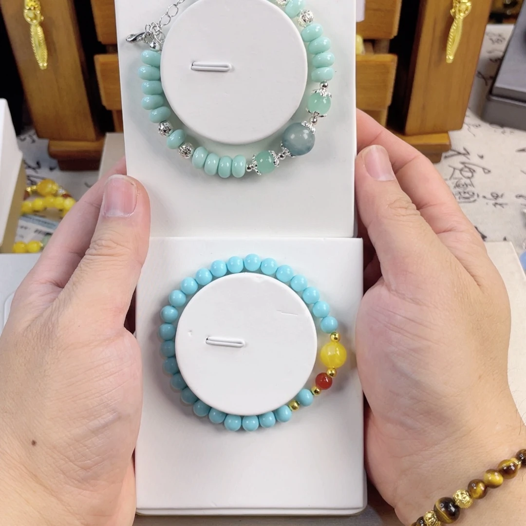 绿松石手饰银S925镀金镶嵌