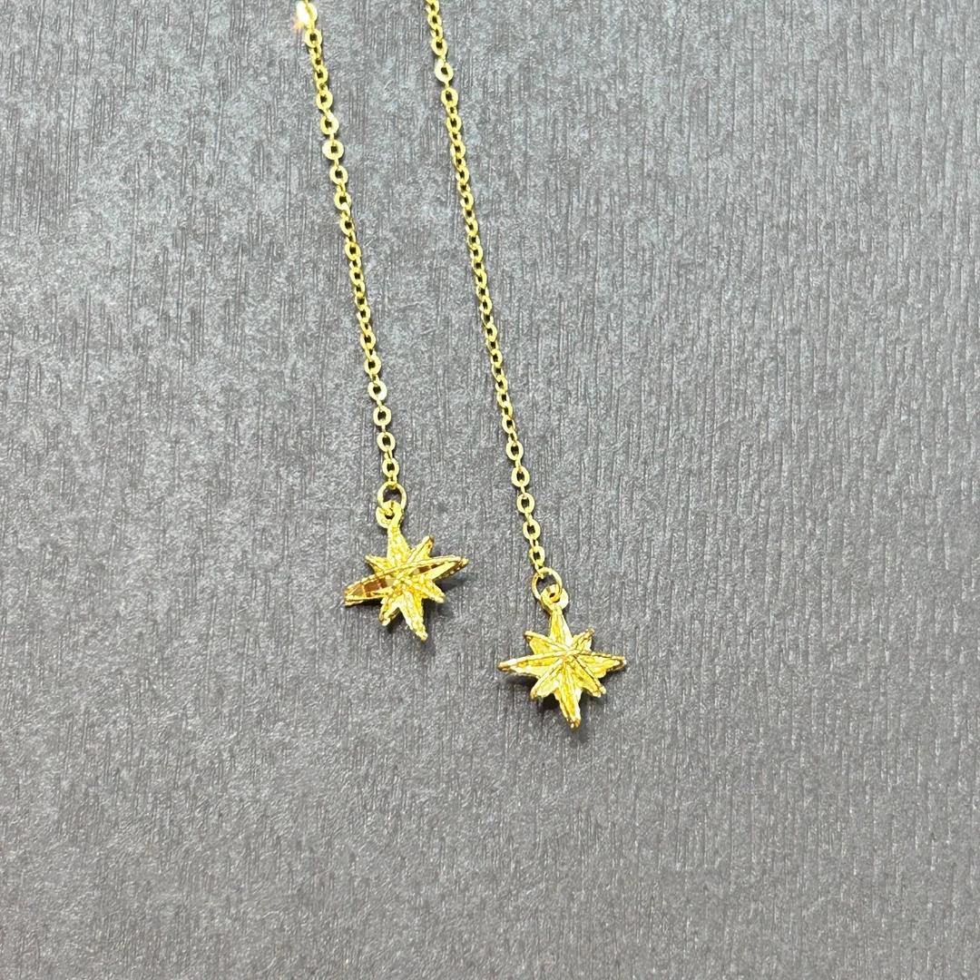 【销冠专享】足金999投资金攒黄金六芒星耳线ZBHJE689克重多退少补